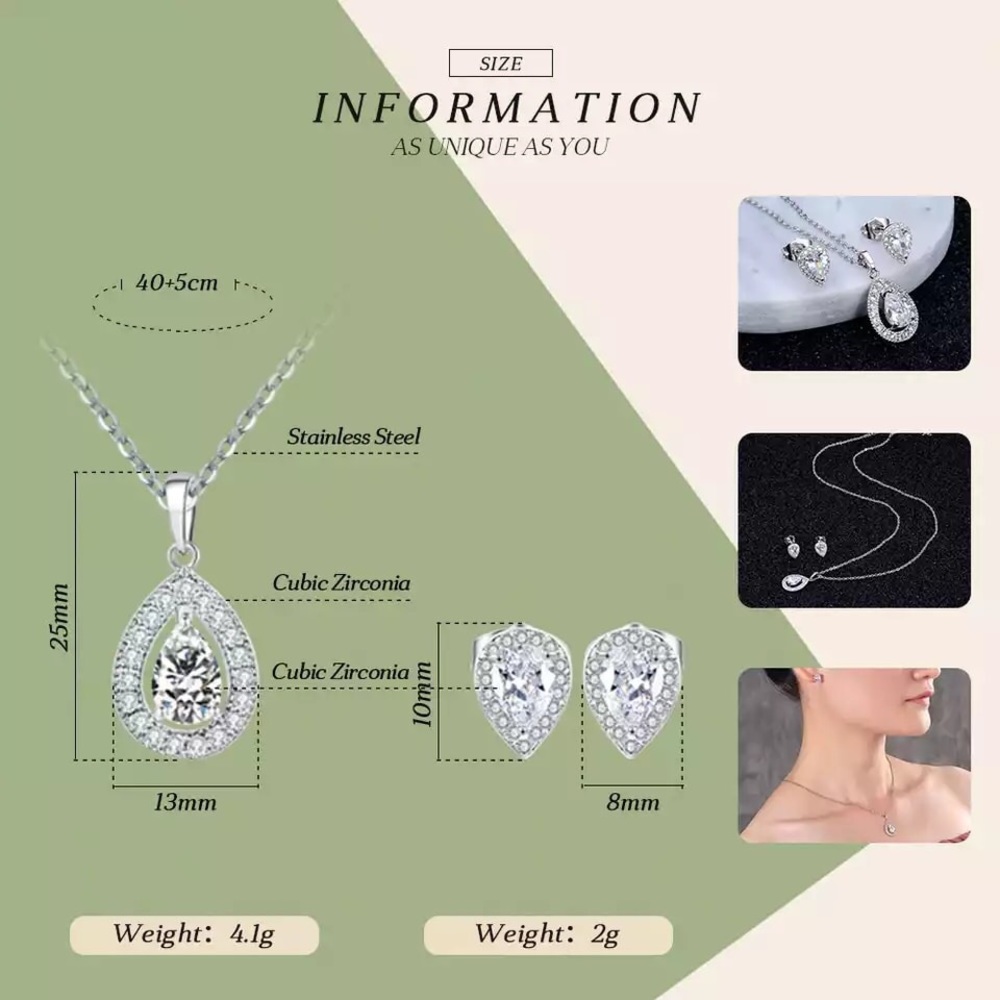 Stainless steel necklace & earrings set - Picture 2 of 6
